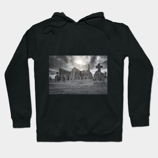 Clonmacnoise monastery ruins on the Shannon in Ireland Hoodie by Offiinhoki